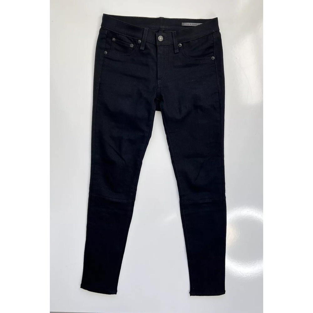Rag & Bone Devi‎ Lace Up Skinny Jeans / Midnight Black / Women's 27 - Picture 2 of 6